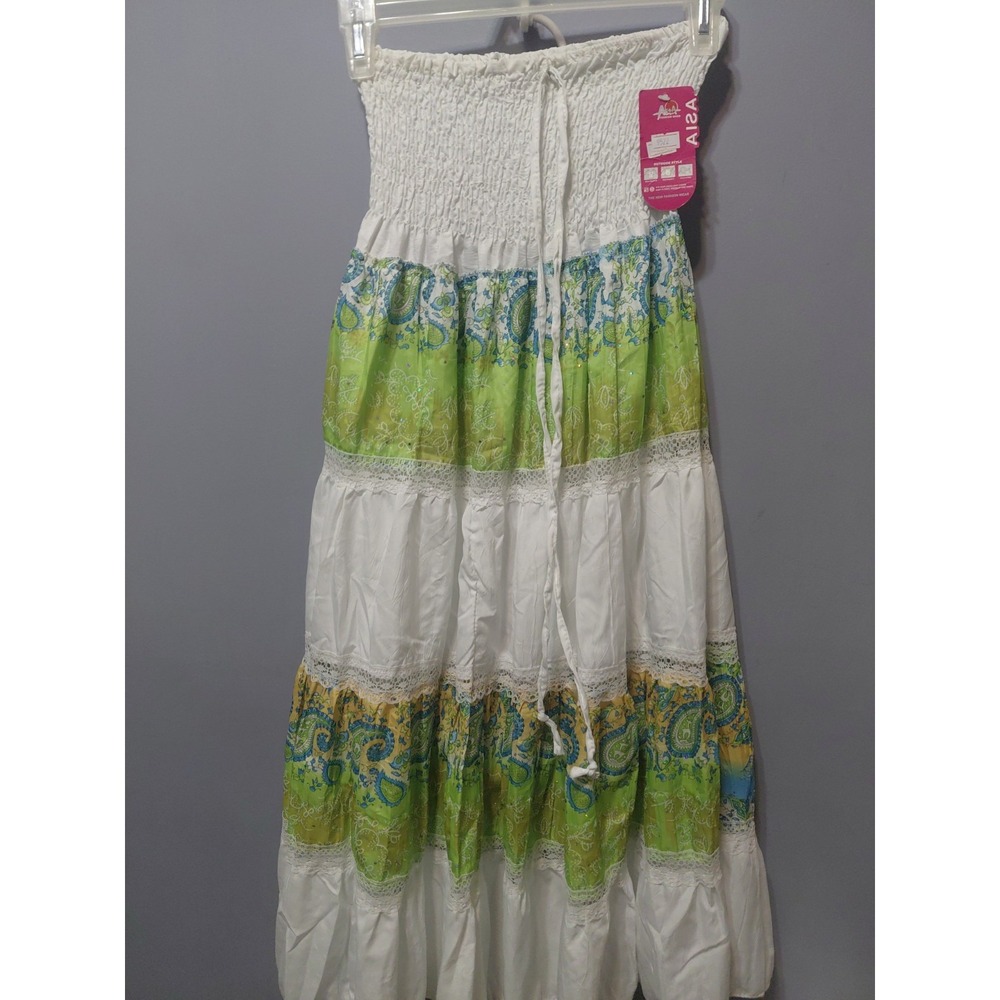 Asia Tiered Halter Dress NWT Gemstones Size 32 34 Small Medium Festival Resort